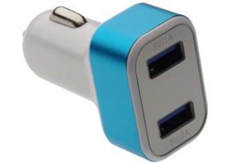 Ładowarka 2x USB 2,1A samochodowa + woltomierz