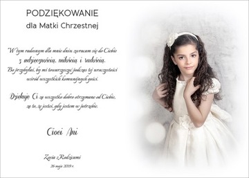 Podziękowanie ze zdjęciem KOMUNIA antyrama 20x30