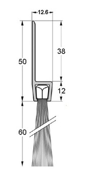 Щетка для уплотнения дверей, L-1000мм H-60мм