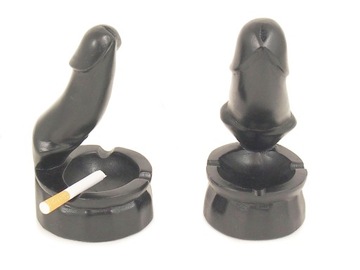 śmieszna POPIELNICZKA DREWNO EGZOT. CZARNA 16 cm