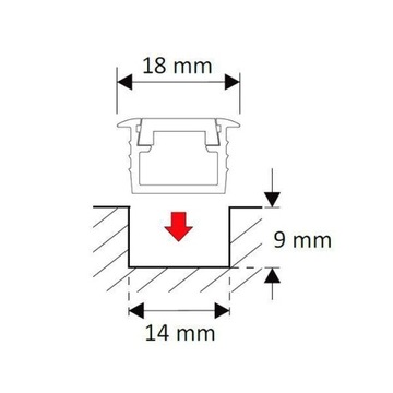 Profil aluminiowyINSIDE LINE do taśmy LED 1m KLOSZ