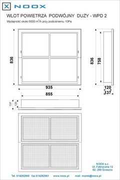 Wlot powietrza 3000 m3/h - PRODUCENT - PROMOCJA !