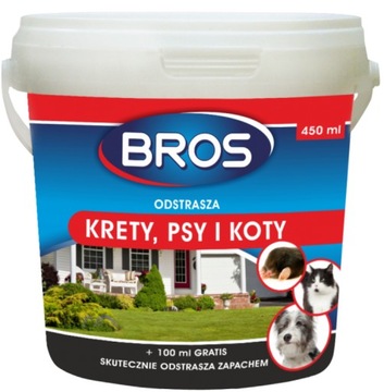 ŚRODEK PREPARAT ODSTRASZACZ KOTÓW PSÓW KRETÓW BROS