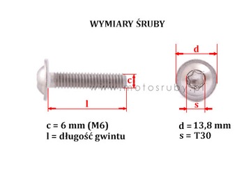 ВИНТ TORX ДЛЯ ОКОН, нержавеющая сталь, М6 х 12мм - 4 шт.