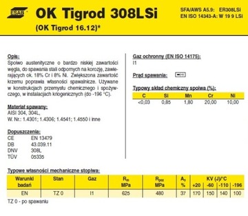 ESAB TIGROD 308 LSI 2.0 1 кг сварочная проволока