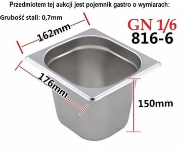 POJEMNIK NACZYNIE GASTRONOMICZNE NACZYNIA GN 816-6