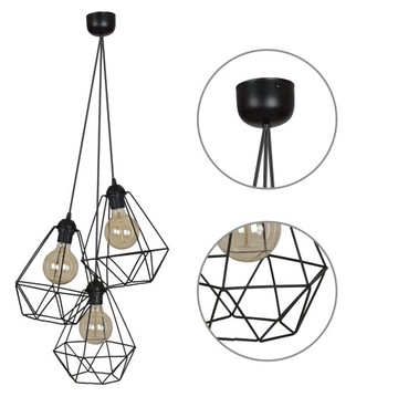 Nowoczesna LAMPA WISZĄCA Loft Diament 3-Płomienna