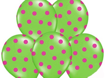 Balony na urodziny 30cm zielony w różowe kropki