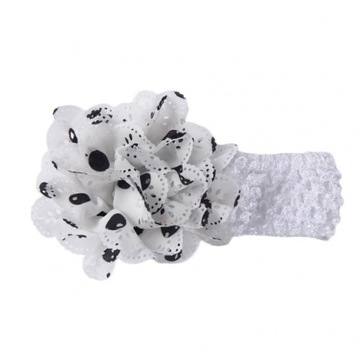 OPASKA z KWIATEM BIAŁA+CZARNE KROPKI 30CM-54CM