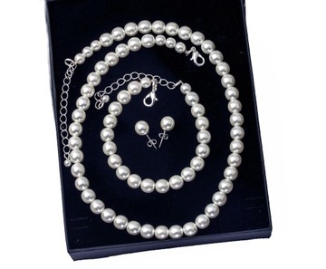 biżuteria z pereł komplet perłowy perełki białe