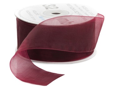 TASIEMKA SZYFONOWA BORDOWA WSTĄŻKA poliestrowa 25mm ORGANZA 3067