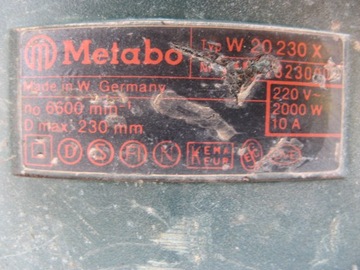 УГЛОВАЯ ШЛИФОВАЛЬНАЯ МАШИНА METABO Тип W20230X.