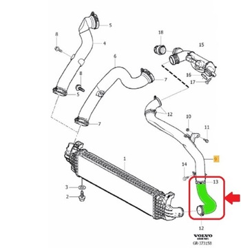 ТРУБКА ИНТЕРКУЛЕРА FORD FOCUS C-MAX 6M51-6C646-GC