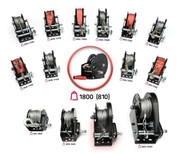 Портативная лебедка; буксировочная способность 907 кг/1800 фунтов; тип каната: стальной