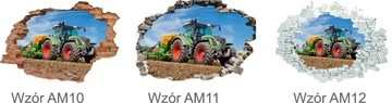 Декоративная наклейка на стену HOLE 3D зеленая тракторная сельскохозяйственная техника