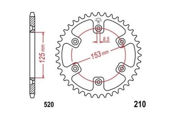 Zębatka Tył JTR210-51 520 HONDA CR 125 250 83-07r.