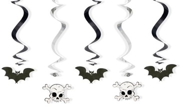 ŚWIDERKI NIETOPERZE I CZASZKI HALLOWEEN 60CM 5 SZT