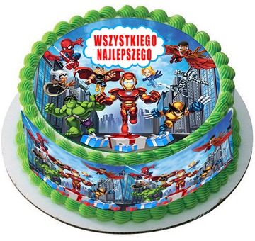 Opłatek GRUBY NA TORT DEKORACJA AVENGERS SPIDERMAN