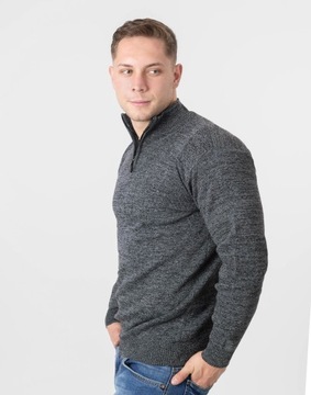 Elegancki Sweter Męski Gładki z Rozsuwaną Stójką Półgolf Golf 2401 -01 XXL