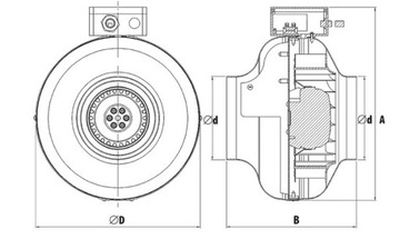 Wentylator kanałowy RM 250/1100 Harmann 1090m3/h