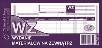 WZ Wydanie materiałów na zewnątrz wielokopia bloczek 80 kartek 1/3 A4 351-8