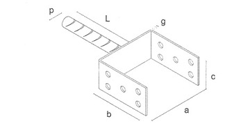 PODSTAWA SŁUPA KOTWA DO WMUROWANIA 120 mm STAŁA