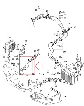 ШЛАНГ ТУРБОИНТЕРКУЛЕРА VW PASSAT 1.9 tdi AVF