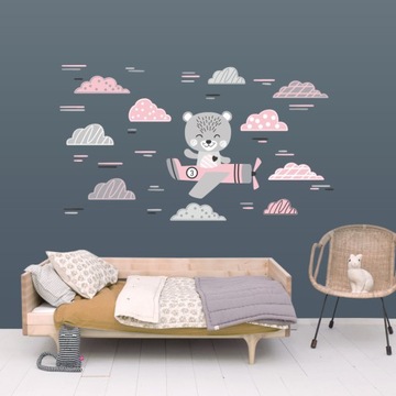 Наклейки на стену BEAR AIRPLANE CLOUD XXL