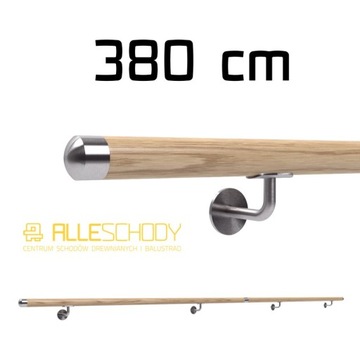 Poręcz ścienna drewniana fi42 380cm dębowa lakier