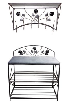 Komplet wieszak półka szafka kuta na butyRÓŻA 60cm