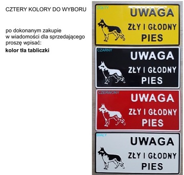 TABLICZKA ZŁY I GŁODNY PIES - ALUMINIUM - 4 KOLORY