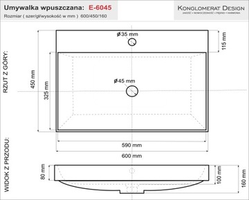 Эксклюзивный умывальник ЭЛИТА 60х45 НаноШ встраиваемый