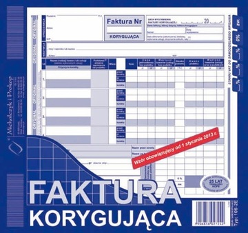 DRUK FAKTURA KORYGUJĄCA 2/3 A4 106-2E