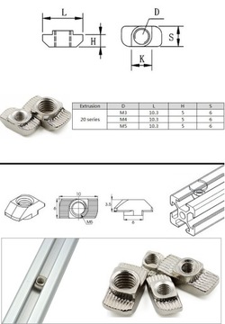 Гайка для пазов профиля V-Slot T-Nut - M5x10 шт.