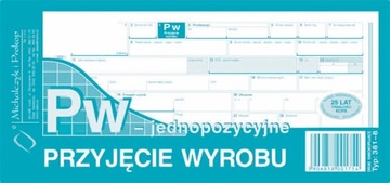 PW Przyjęcie wyrobu jednopozycyjne wielokopia bloczek 80 kartek 1/3A4 381-8