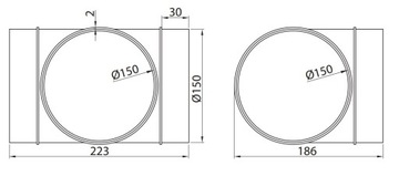 Вентиляционный тройник ПВХ для круглых каналов 150 мм