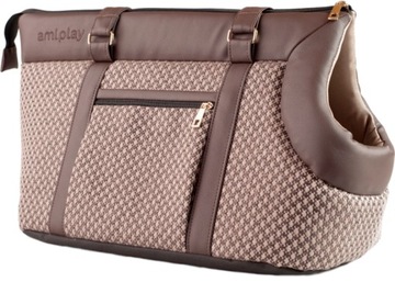 AMIPLAY Morgan Torba transporter torebka dla kota psa L 42x26x30cm brązowa