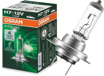 OSRAM UltraLife H7 12V 55W 4x dłuższa trwałość światła drogowe mijan 2 szt