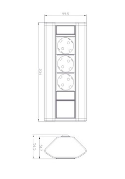 Мебельная розетка с кабелем 1,8 м, 3x2P+Z