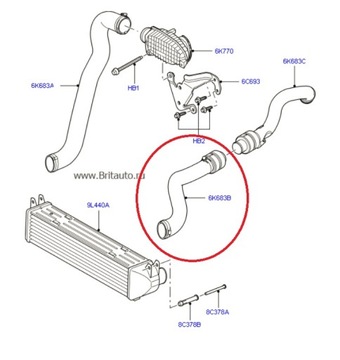 DISCOVERY 3 4 2.7 TD РЕЗИНОВАЯ ТРУБКА ИНТЕРКУЛЕРА