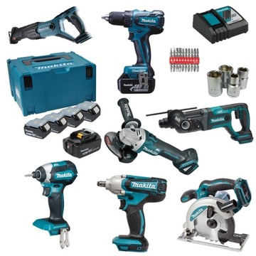 MAKITA ZESTAW COMBO 7SZT NARZĘDZI 18V 5X5Ah BEZSZC