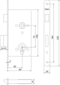 ZAMEK WPUSZCZANY Z7504Y NA KLUCZ 72/50 YETI