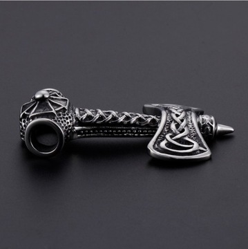 DUŻY MŁOT THORA + ŁAŃCUSZEK STAL 316L JAKOŚĆ