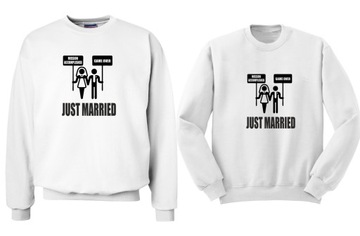 Bluza bluzy dla par małżeństw JUST MARRIED białe