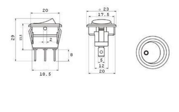 Выключатель круглый 12В 20А 3п LED (2829а