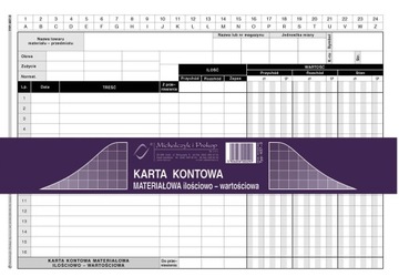 Karta kontowa materiałowa ilościowo-wartościowa offset 20 kart A5 437-3