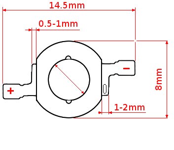 1ВТ ПОЛНОСПЕКТРАЛЬНЫЙ ДИОД 380-840нм Bridgelux Dual 2*23*45mil