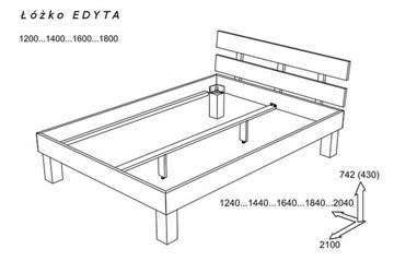 Кровать EDYTA дуб 140x200, массив натурального дерева