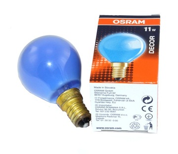 ŻARÓWKA OSRAM DECOR COLOR 11W E14 240V NIEBIESKA
