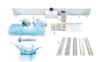 SANITLINE Линейный слив 100см, низкий сифон, 52мм HQ